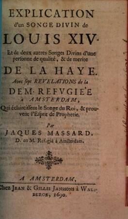 Explication d'un Songe divin de Louis XIV