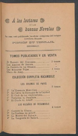 Á los lectores de las buenas novelas