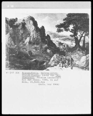 Felsige Landschaft mit Jäger
