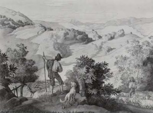 Hirten und Herden bei Civitella mit Blick auf San Francesco