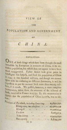 [VI.] View of the population and government of China