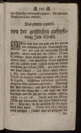 Das zehende capittel. von der geistlichen aufopferung Jesu Christi.