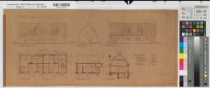 Zweifamiliendoppelhaus Grundrisse, Ansichten, Schnitt 1938 1 : 100 29 x 67 Pause Westfälische Heimstätte Dortmund Wohnungsgesellschaft Münsterland