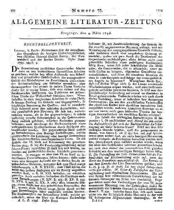 Köchy, C. H. G.: Meditationen über die interessantesten Gegenstände der heutigen Civilrechtsgelahrtheit. Bd.1. Leipzig: Barth 1795