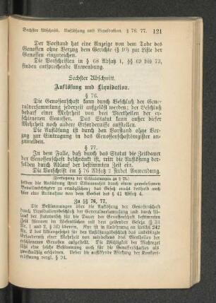 Sechster Abschnitt. Auflösung und Liquidation.