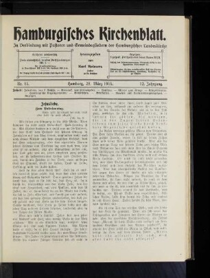 Nr. 13. Hamburg, 28. März 1915. 12. Jahrgang.