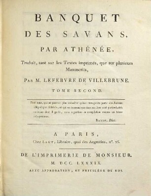 Banquet des savans, 2