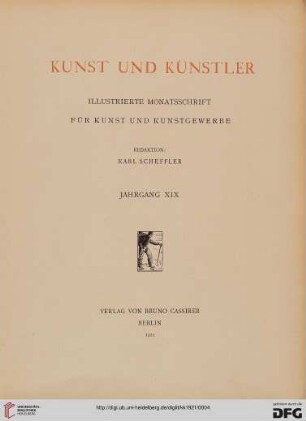 19: Kunst und Künstler: illustrierte Monatsschrift für bildende Kunst und Kunstgewerbe