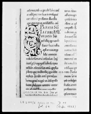 Nekrolog, Welfenchronik und Heiligenviten — Initiale S?, Folio 69 recto