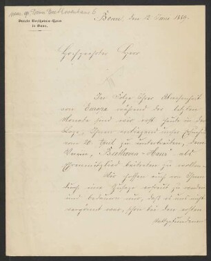 Brief an Hans von Bülow : 12.06.1889