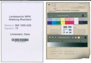 Entnazifizierung Hans Linnemann , geb. 23.07.1890 (Werbeleiter)
