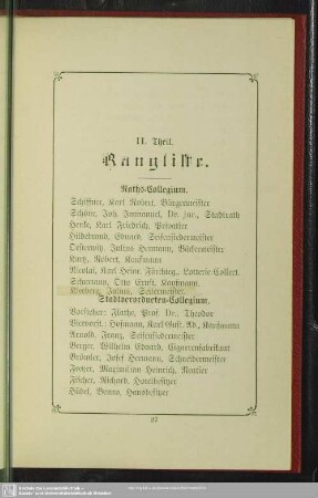 II. Theil. Rangliste