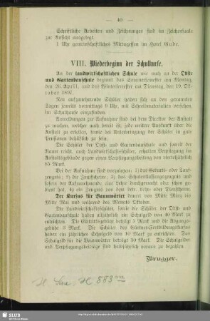 VIII. Wiederbeginn der Schulkurse