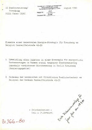 Gutachten: Dezentrale Energie-Strategie für               Kreuzberg (Manteuffelstr. 42-39)