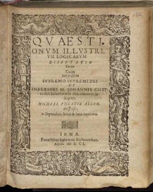 Quaestionum Illustrium Logicarum Disputatio Tertia
