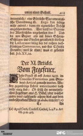 Der XI. Artickel. Vom Fegefeuer.