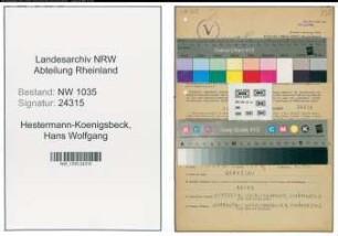 Entnazifizierung Hans Wolfgang Hestermann-Koenigsbeck , geb. 30.06.1921 (Bergbaubeflissener)