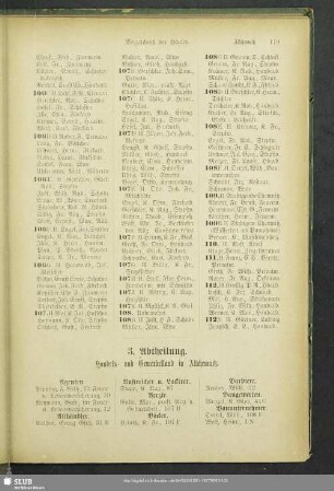 3. Abtheilung. Berufsklassen und Gewerbebetriebe : 3. Abtheilung. Handels- und Gewerbestand in Altchemnitz