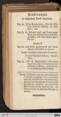 Aenderungen so währendem Druck vorgefallen