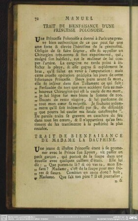 Trait De Bienfaisance De Madame La Dauphine