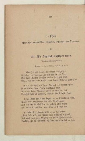 C. Epos. Heroisches, romantisches, religiöses, idyllisches und Thierepos