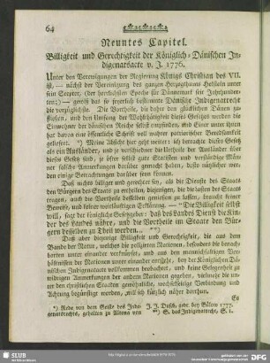 Neuntes Capitel. Billigkeit und Gerechtigkeit der Königlich-Dänischen Indigenatsacte v. J. 1776