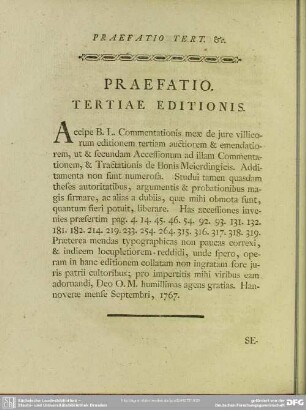 Praefatio Tertiae Editionis
