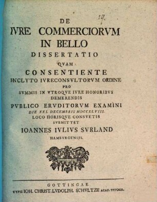 De iure commerciorum in bello : dissertatio