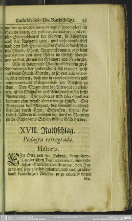 XVII. Rathschlag. Podagra retrograda