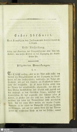 Erster Abschnitt. Das Kranksein der Instrumente des bildenden Lebens
