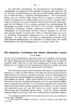 Die seismischen Verhältnisse des offenen Atlantischen Ozeans