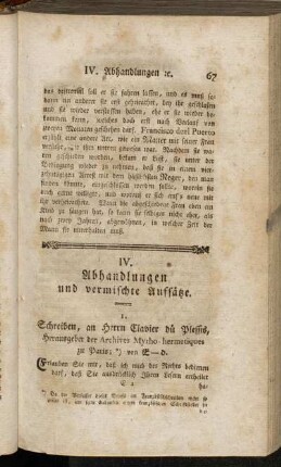 IV. Abhandlungen und vermischte Aufsätze.
