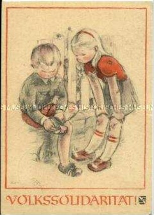 Postkarte der Volkssolidarität mit Kindermotiv