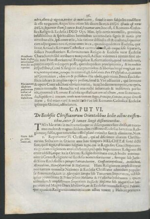 Caput VI. De Ecclesiis Christianorum Orientalibus hodie adhuc existentibus, inter se tamen longe dissentientibus.