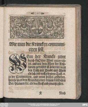 Wie man die Krancken communiciren soll.