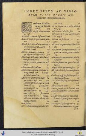 Index rerum ac verborum huius operis notabilium locupletissimus.