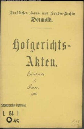 Osterheide, Joh. Henrich, Konduktor zu Sylbach gegen Reese zu Holzhausen - Schuldforderung