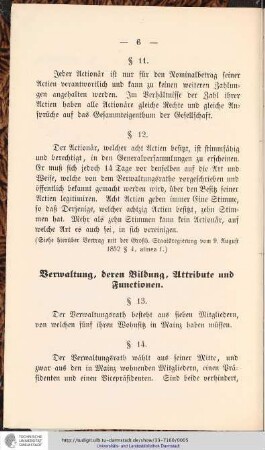 Verwaltung, deren Bildung, Attribute und Functionen