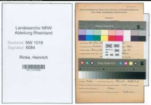 Entnazifizierung Heinrich Rinke , geb. 16.11.1906 (Friseur)