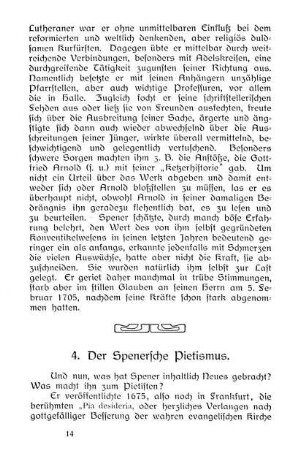 4. Der Spenersche Pietismus.