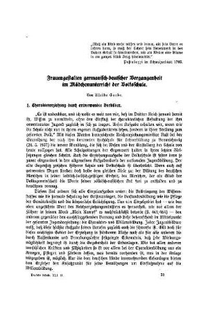 Frauengestalten germanisch-deutscher Vergangenheit im Mädchenunterricht der Volksschule