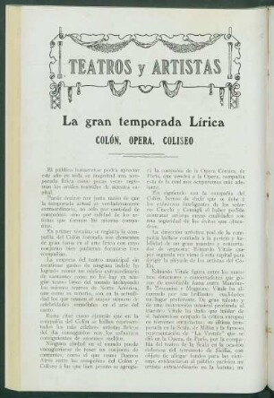 La gran temporada Lírica : Colón, Opera, Coliseo