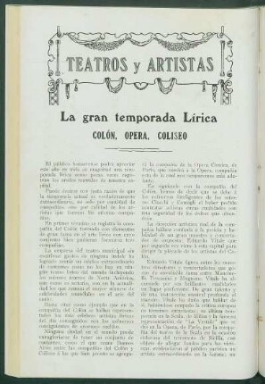 La gran temporada Lírica : Colón, Opera, Coliseo