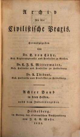 Archiv für die civilistische Praxis. 8, 8. 1825