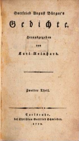Gottfried August Bürger's Gedichte. 2