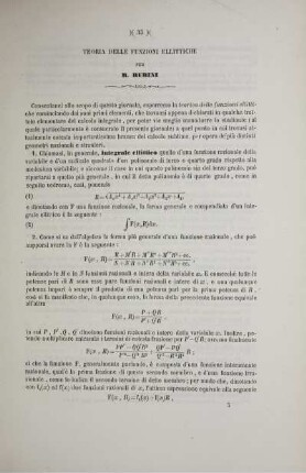 Teoria delle funzioni ellittiche.