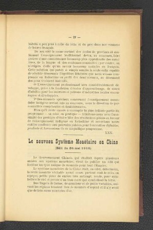 Le nouveau Système Monétaire en Chine.