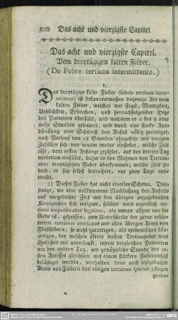 Das acht und vierzigste Capitel. Vom dreytägigen kalten Fieber. (De Febre tertiana intermittente.)