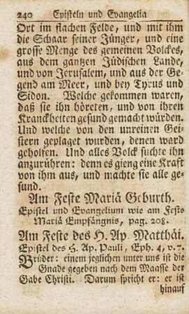 Am Feste des H. Ap. Matthäi.