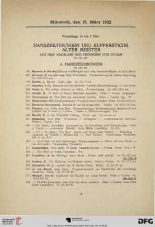 A. Handzeichnungen (Nr. 196-230)